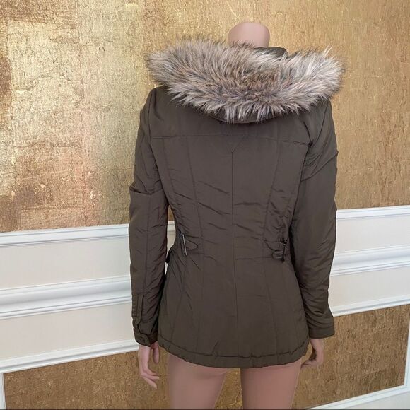 ZARA brown faux fur  hooded parka coat size S - Picture 6 of 8